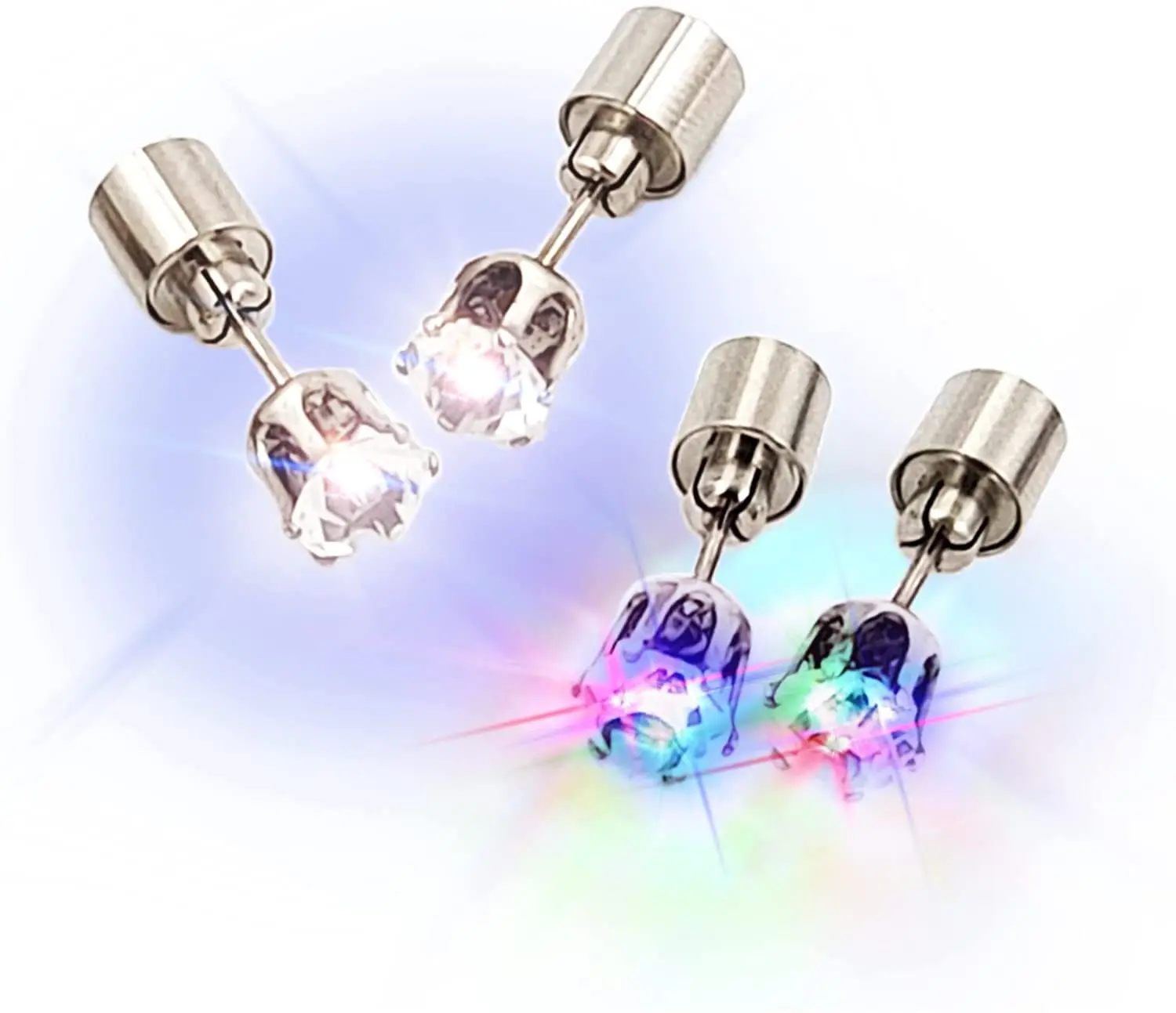 

Wholesale Multicolor Flashing Zircon Stud Earrings LED Light Up Party Jewelry Nightclub Halloween Earrings