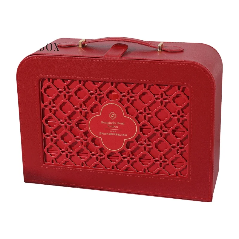 

Goldbox original design moon cake box 2021 mid autumn leather moon cake box