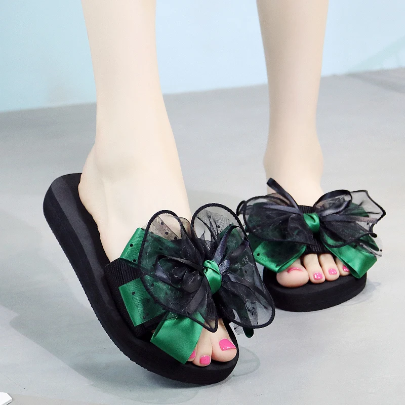 

Wholesale Med Heels Bow Slides Slippers Women Bow Sandals