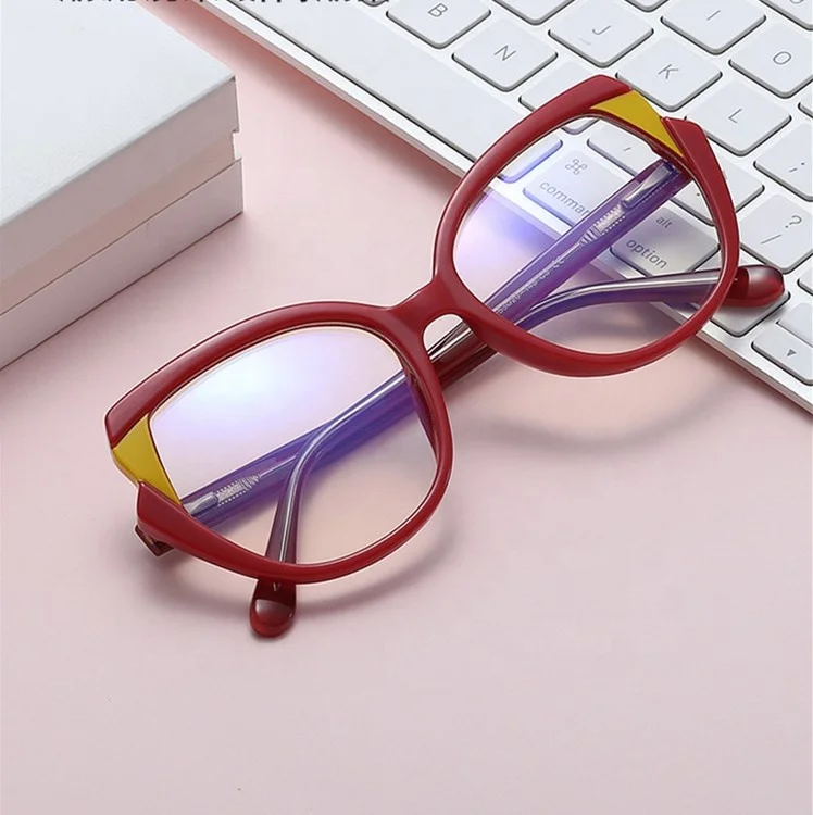 

Jiuling eyewear new fashion ins style double colors frame high quality tr90 eyeglasses frame myopia anti blue light lens, Mix color or custom colors