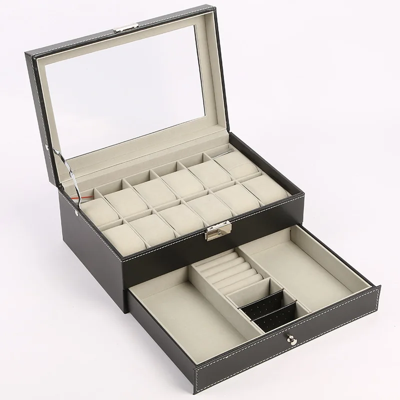 

Luxury Jewelry Leather Watch Box Watch Storage Packaging Box Spot Open Window Ring Watch Boxes