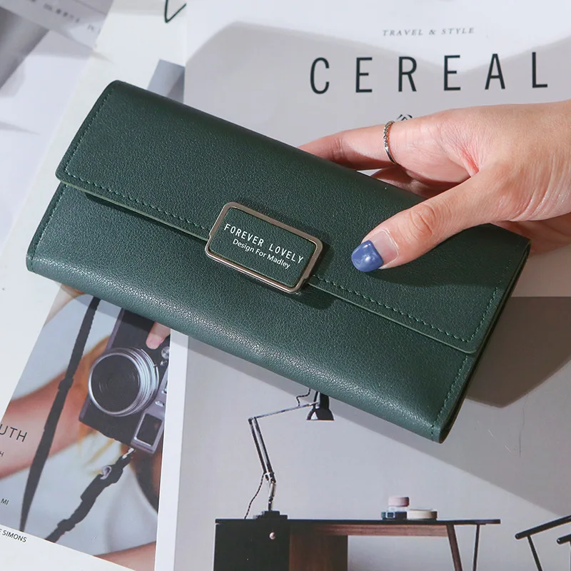 

2020 Wholesale new design fashion PU leather purse zipper wallet for ladies, Red,purple,black,pink,dark pink,grey,blue,green