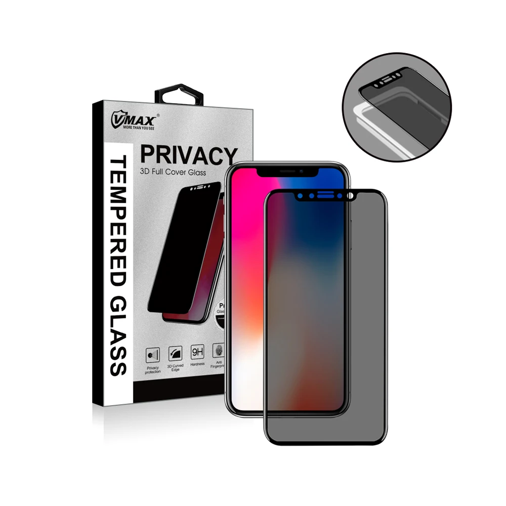 

3D Anti-privacy tempered glass screen protector with packing For iphone XR