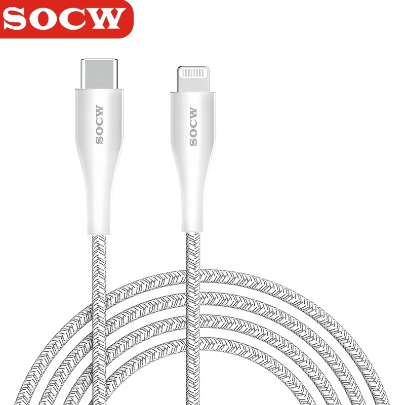 

SOCW hot selling certificate C94 PD fast charging Lightning to USB Data Sync Cable for Phone, Customized color