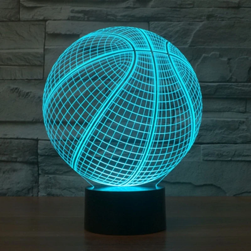 

3D Illusion Led Night Light Amazing Basketball Table Lamp 7 Color Changeable USB Light with Touch Button Home Bedroom Product, Multi, multi