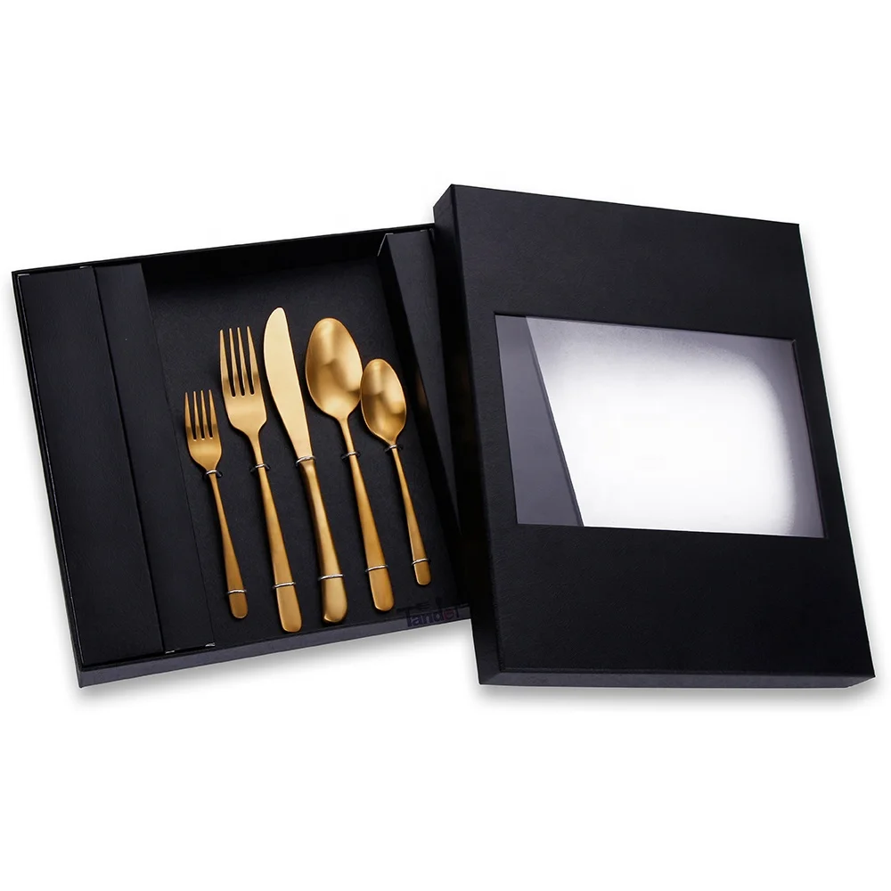 

Cutlery Box Packaging Gift Stainless Steel Gold 30 20 Piece Flatware Set