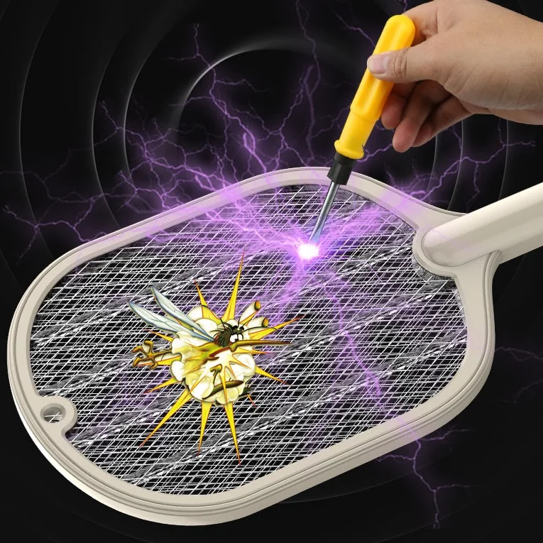 

EBEZ Amazon Hot Factory Price 2 in 1 Battery Anti Electric Fly Killer Racket Lamp CE EMC Mosquito Swatter Killer