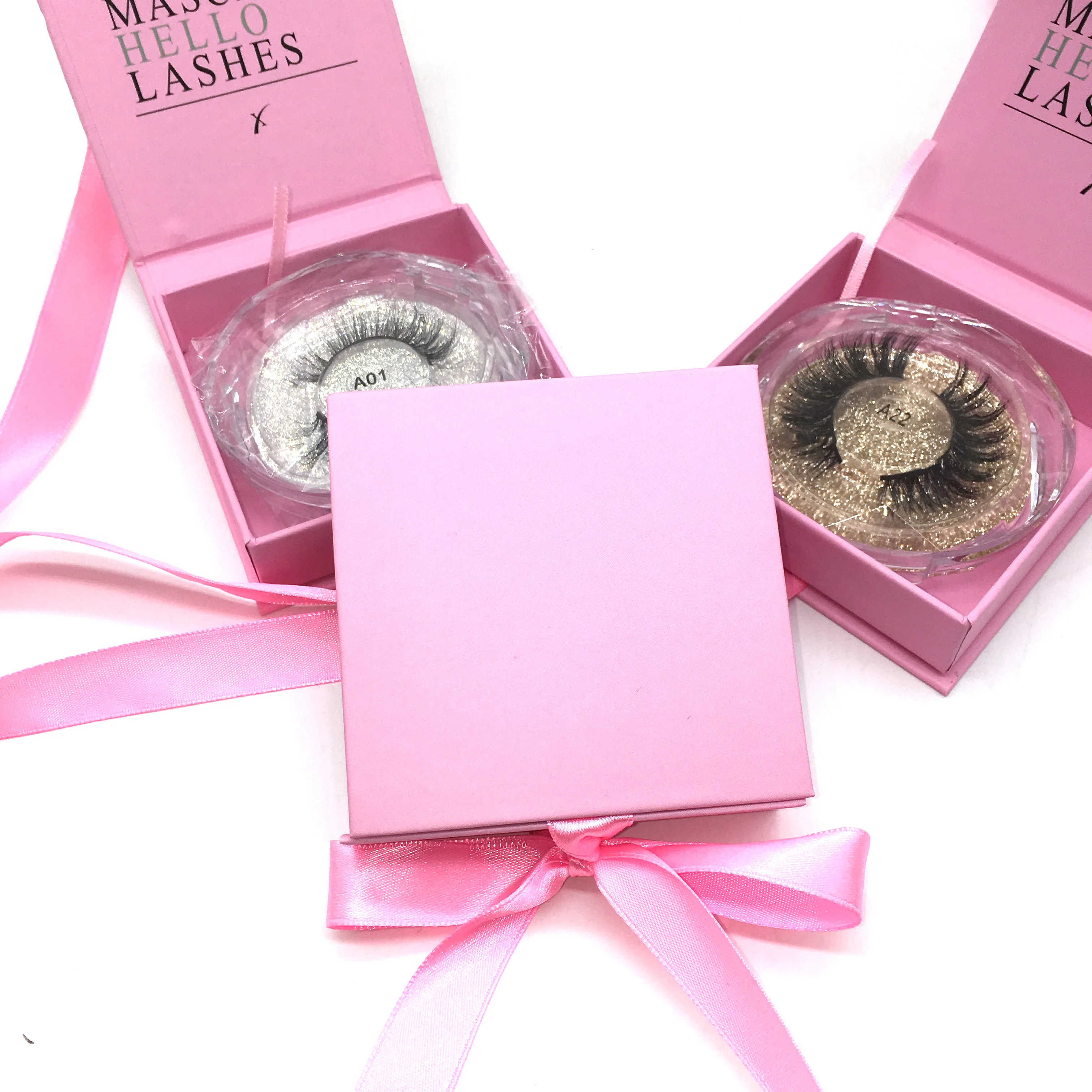 

private label clear square magnetic pink customized lash box
