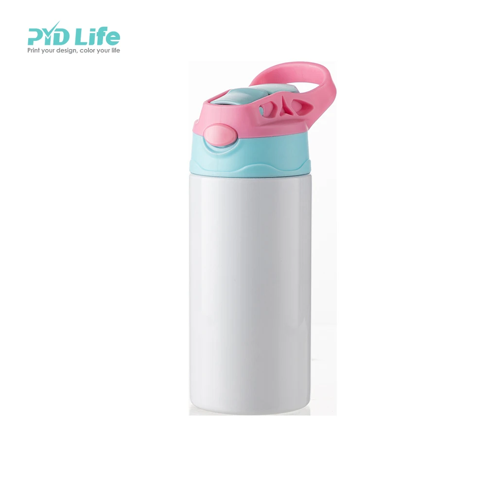 

PYD Life New 350ml Sublimation Stainless Steel Water Bottle Insulated Sublimation Blanks Kids Sippy Water Bottle, Pink and white