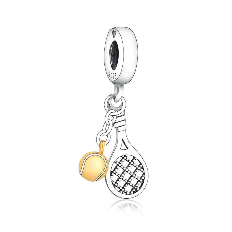 

Hot Sale 925 Sterling Silver Tennis Racket and Ball Dangle Pendant Charms Fit Pandora Bracelet Jewelry