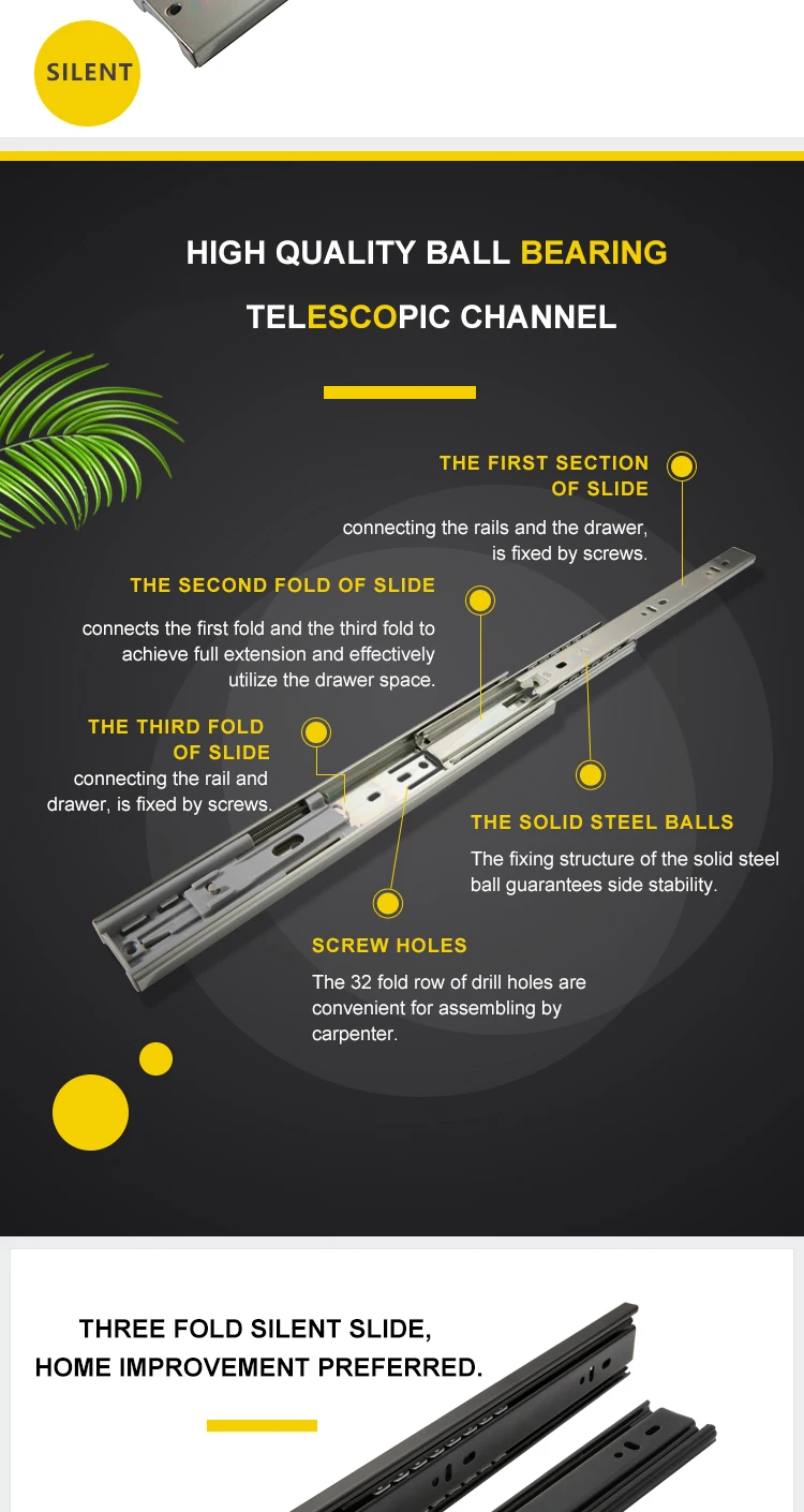 45mm Soft Closing Kitchen Cabinet Dtc Drawer Slides Suppliers