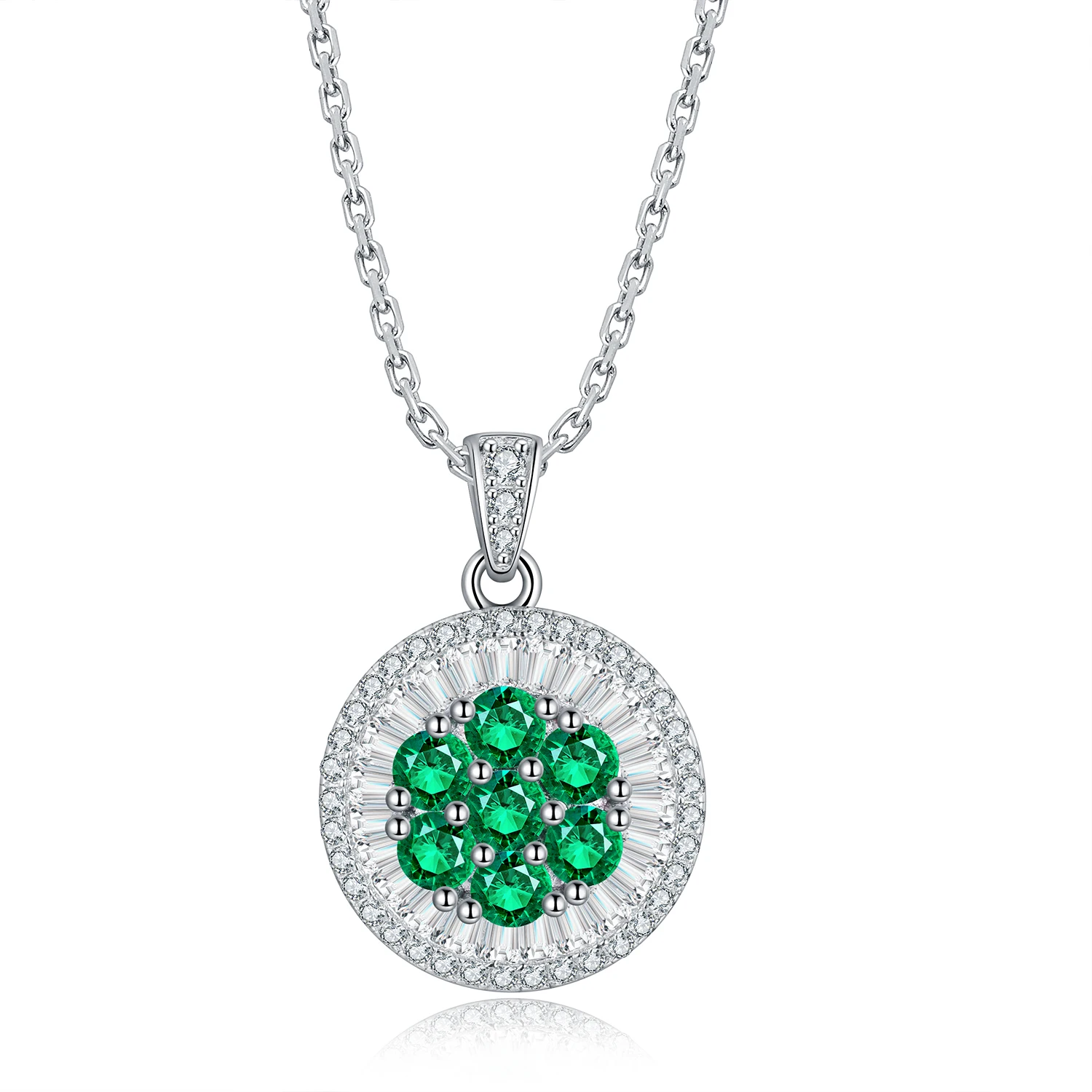 

Factory Wholesale Lab Grown Green Emerald Necklace For 925 Sterling Silver