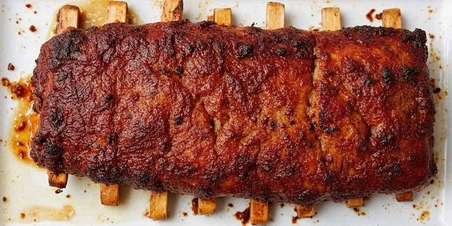 Seasoned ribs resting after oven removal