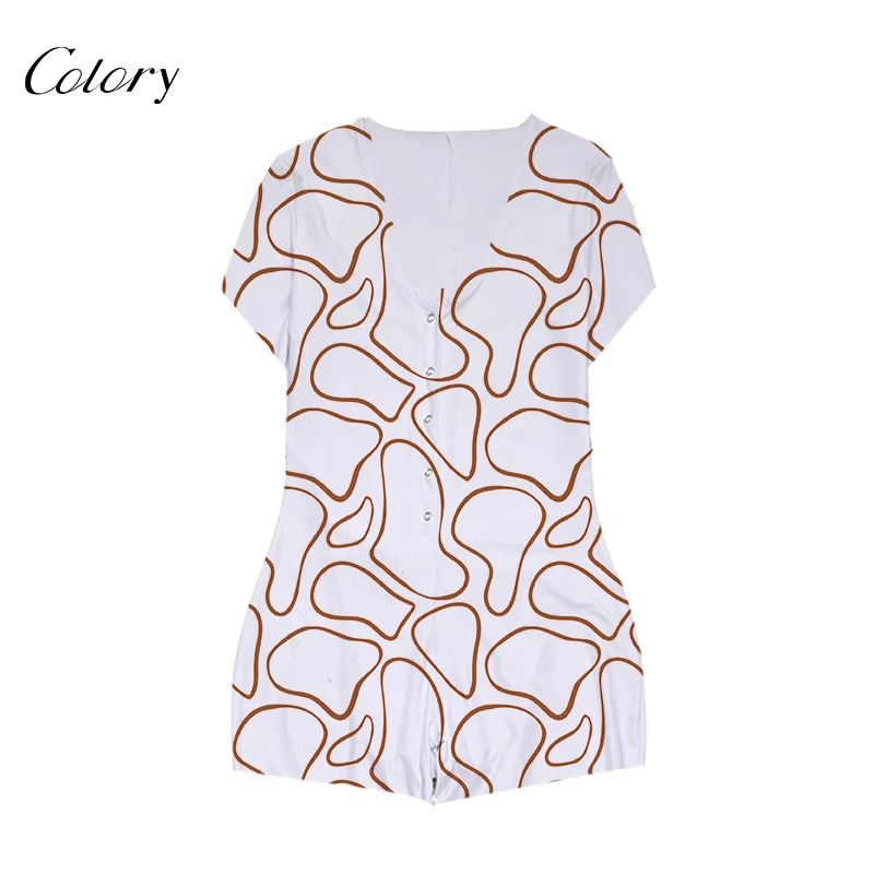 

Colory Letter Printed Sleepwear Jumpsuit Floral Fashion Cute Summer, Picture shows