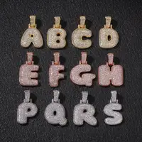 

Hip-hop zircon English 26 letters micro inlay pendant punk Letters can be customized with stainless steel chain