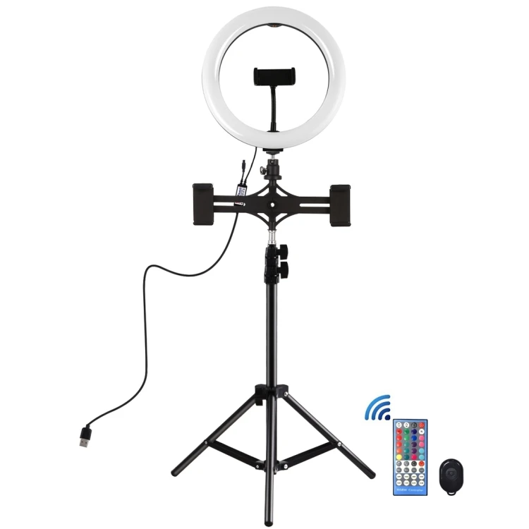 

OEM PULUZ 10 inch LED Ring Light + 1.1m Tripod Mount Live Broadcast Kits with Remote Control & 3 Phone Clamps