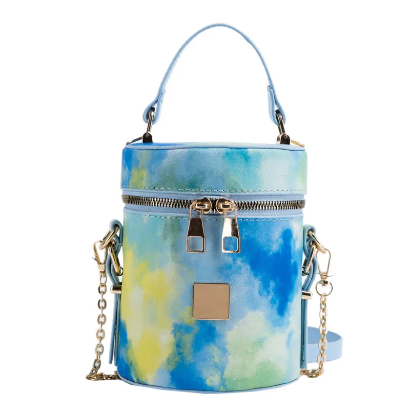 

wholesale New Trendy Prined bucket purse Fashion Shoulder rainbow bucket purse Tie and dye bucket purses for women, Black/yellow/red/green/pink