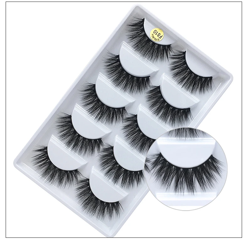 

wholesale free sample G800 natural thick 3D mink false eyelash 5 pair private label eyelashes packaging box