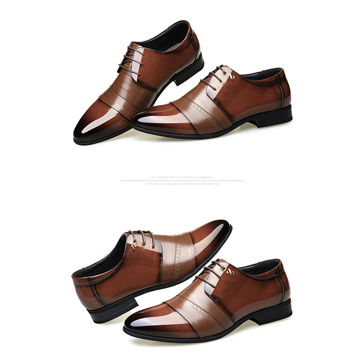High quality fashion business brown official dress shoes men casual genuine leather
