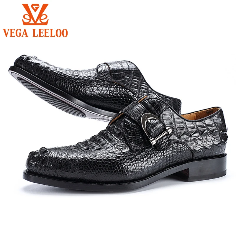 

Alligator skin leather handmade shoes, luxury mens business shoes, Black /coffee