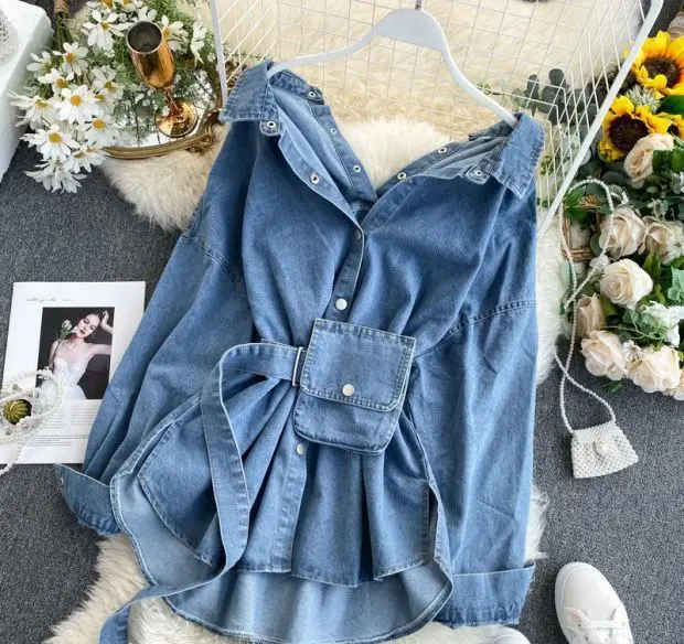 

Basic Jackets Women Loose Solid Denim Outwear Single-breasted Simple Mujer Elegant Leisure Classic Korean Pockets Streetwear Ins