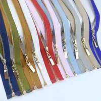 

Meetee AP391 Gold Teeth Long Zip Closure for Sewing Bags Down Jacket Skirt Clothing Accessories Metal Open End Zippers