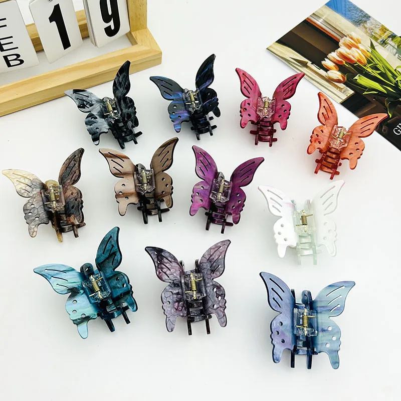 

New Elegant Butterfly Acrylic Grab Clip Creative Animal Back of the Head Plate Hair Accessories Wholesale