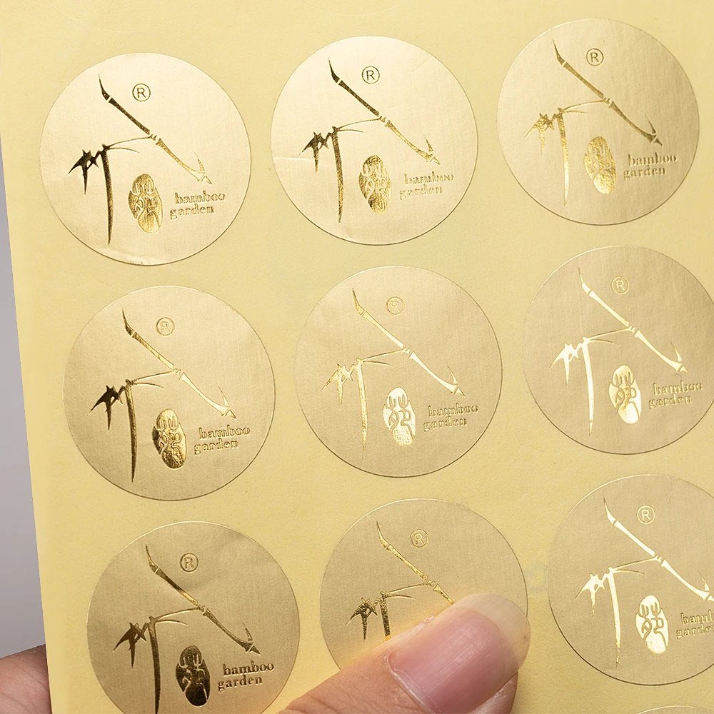 

Custom Self Adhesive Circle Laminated Paper Sticker Printing Round Logo Rose Gold Foil Labels