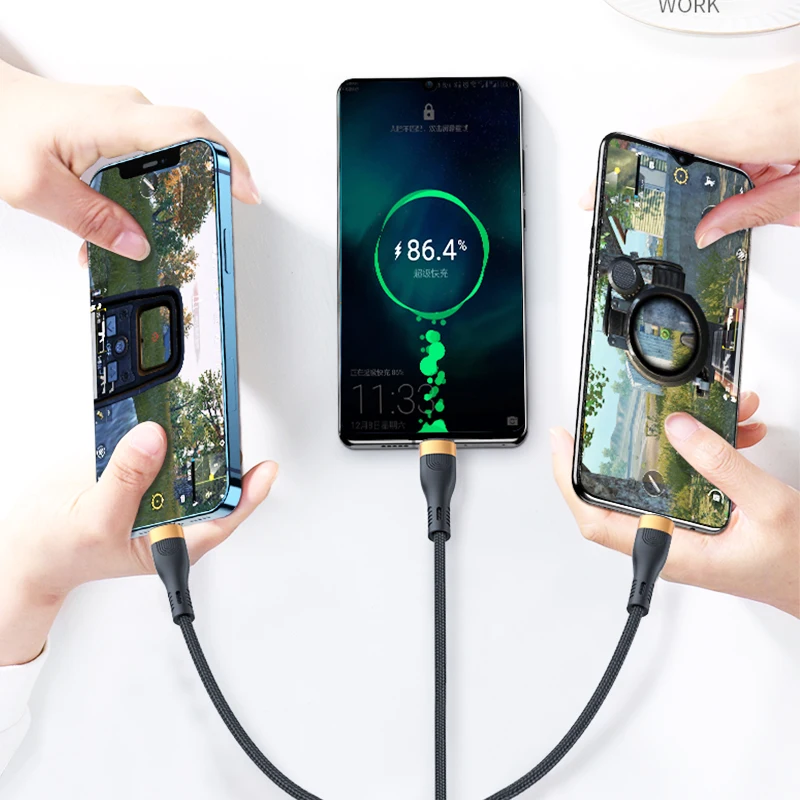 

Charge your computer and phone at the same time Support 100W fast charging 6A Super Fast Charging Data Cable Adapter Cable, Black gold/dark green