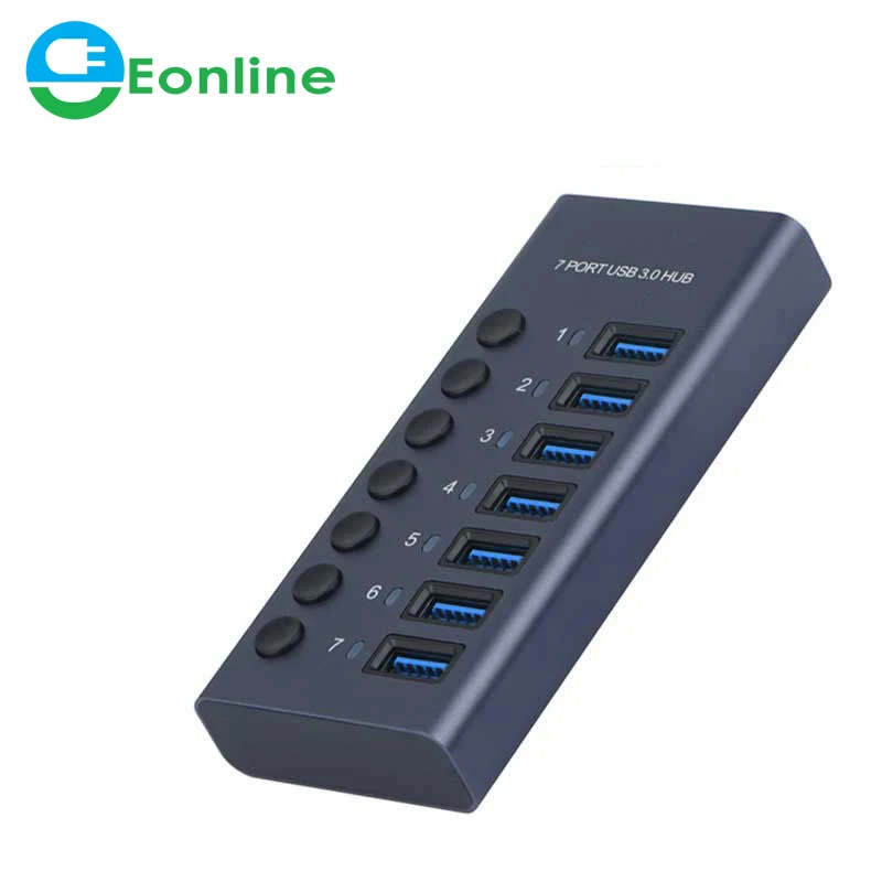 

EONLINE3D 4/7/10 Ports USB 3.0 Hub Multi USB Splitter with Switch Power Adapter Multiple Expander for Laptop Accessories MacBook