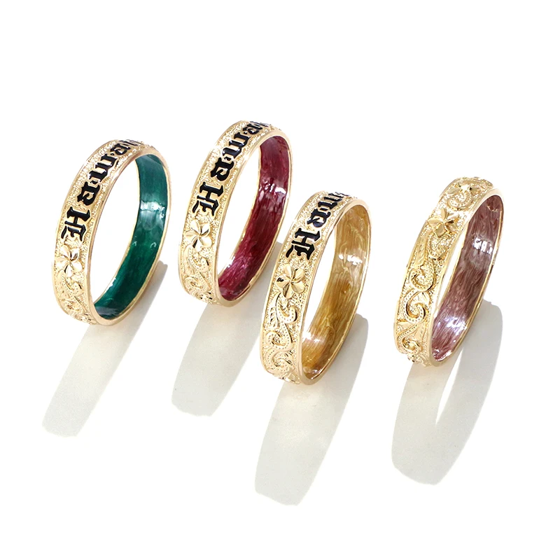 

Komi 2020 new design kawaiian bangle colorful dripping oil multi-color bracelet Samoa Enamel Gold Plated bangle wholesale