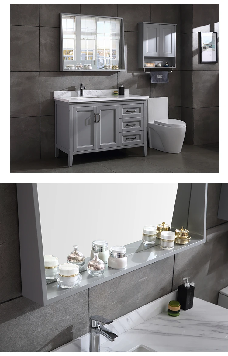 Bathroom cabinet combination mirror cabinet bathroom  wash basin of counter top cabinet solid wood european-style bathroom cabin