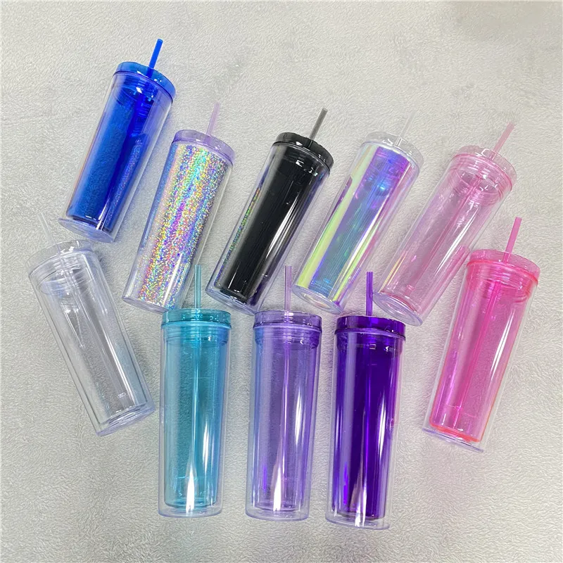 

YIDING 16oz reusable Acrylic plastic tumbler with lid and straw, Bpa free 20oz double walled drink reusable plastic tumblers, As is or customized