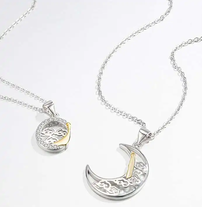 

Jialin jewelry Sterling silver couple necklace A pair of tokens of affection pendant to commemorate Valentine's Day gifts