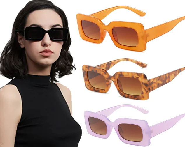 

Classic Retro Rectangle Sunglasses Women Jelly Color Eyewear Fashion Trending Blue Pink Orange Sun Glasses Men Shades UV400