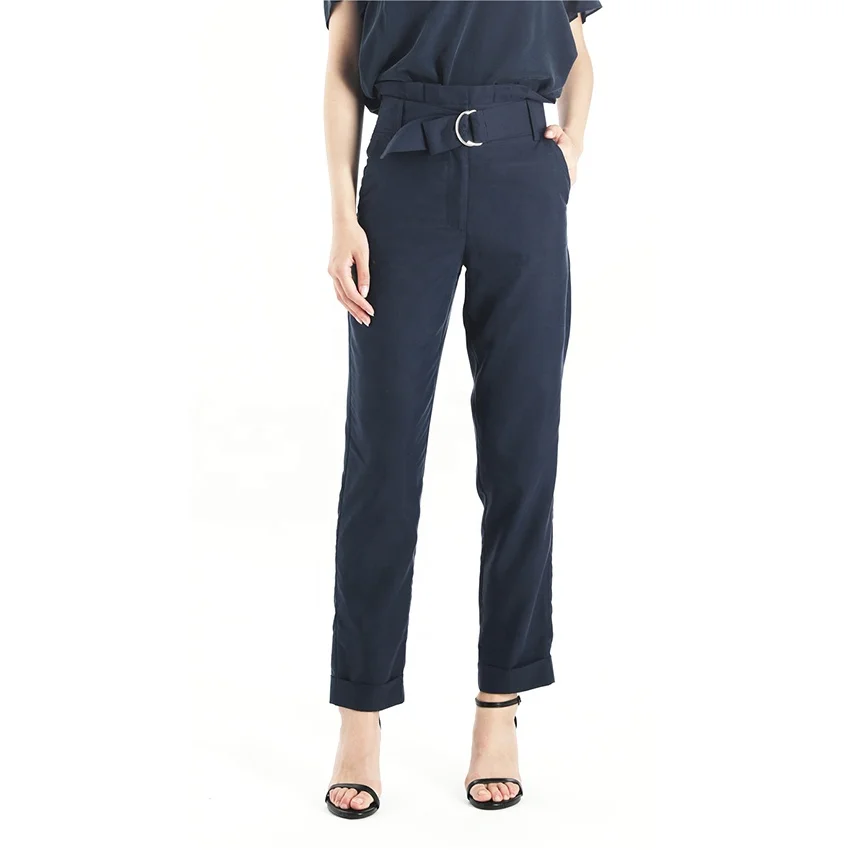 

High Waist Autumn Straight Leg Slacks Office Lady Suit Pants Women Casual Trousers Lenzing Modal Sustainable Fabric, Custom