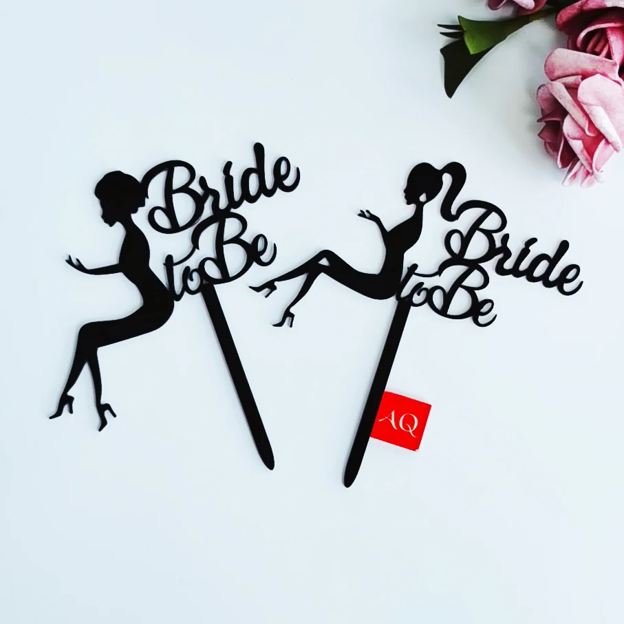 

Black Girl Bride to Be Happy wedding Acrylic Cake Topper for Wedding decoration