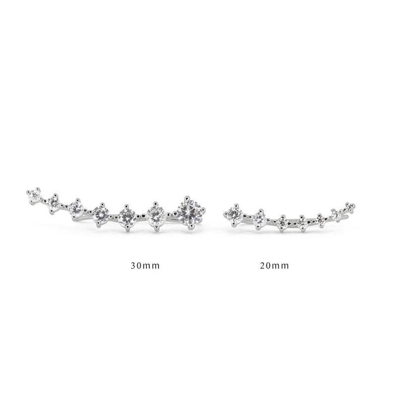 New design women jewelry s925 sterling silver 18k gold plated single row climber earrings for party