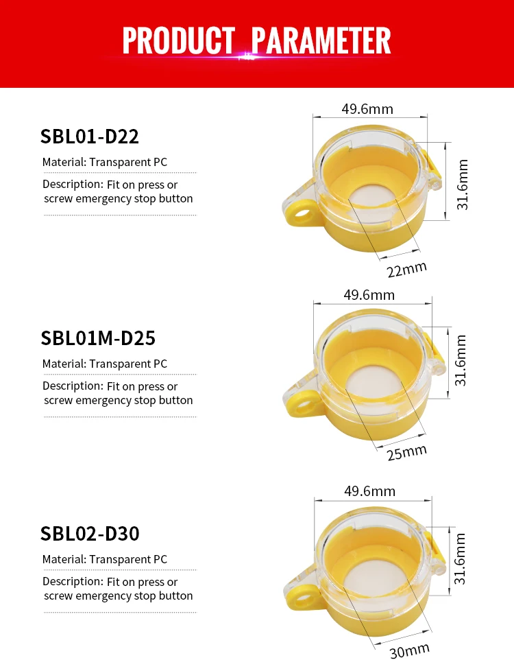 Lockey Transparent Emergency 22mm Switch Push Button Lockout Stop with Safety Protective Cover