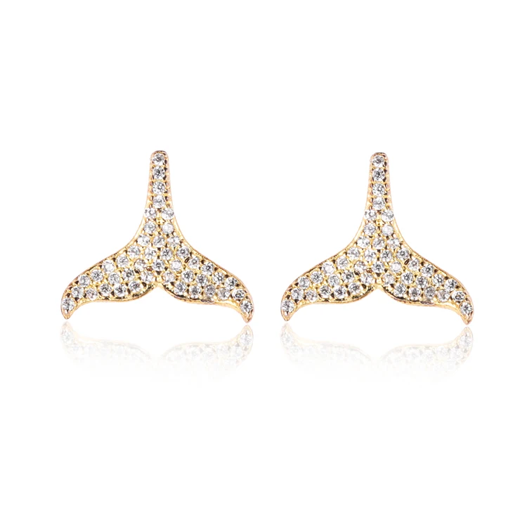 

Cute Mermaid Earrings 925 Sterling Silver Gold Plated Mermaid Tail Stud Earrings
