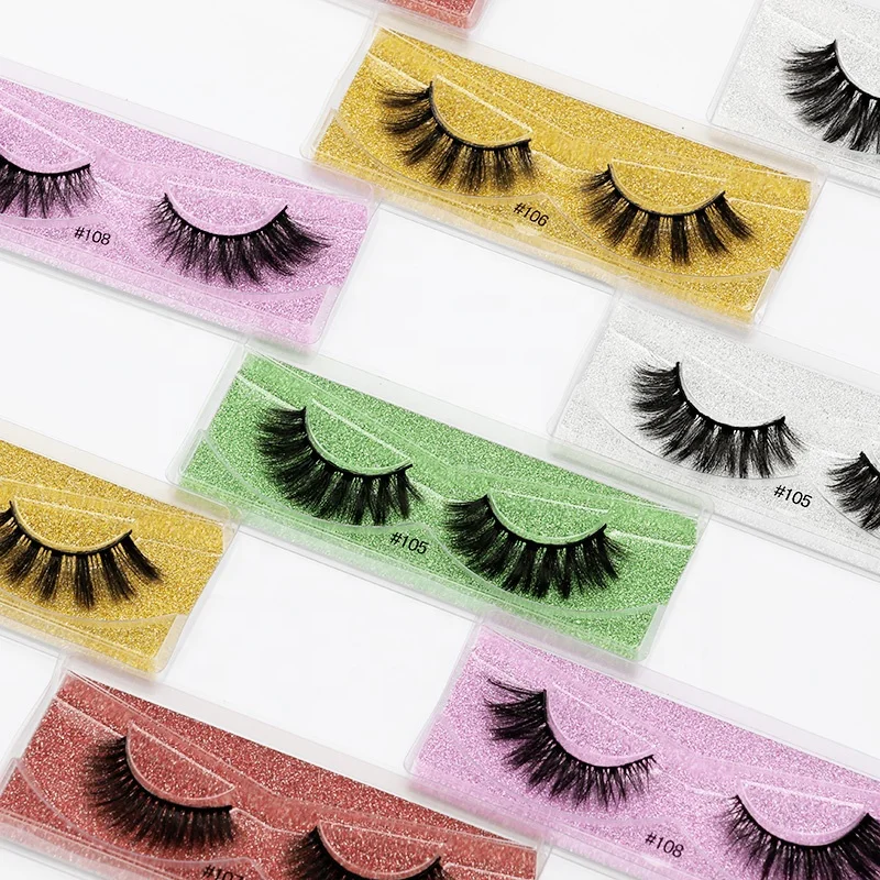 

Wholesale 5 colors 10 types base natural hand made faux Mink Eyelash