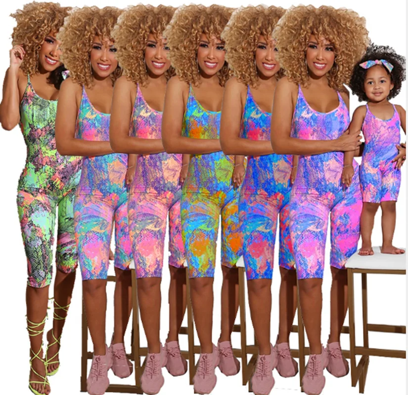 

Wholesale Mommy and Me Pajamas Onesie Tie Dye Rompers
