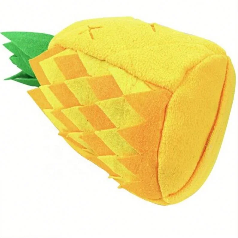 

Granulated Wool+Felt Cloth+Stuffed Cotton Pineapple Shaped Pet Toys Squeak Decompress Intellectual Training, Yellow