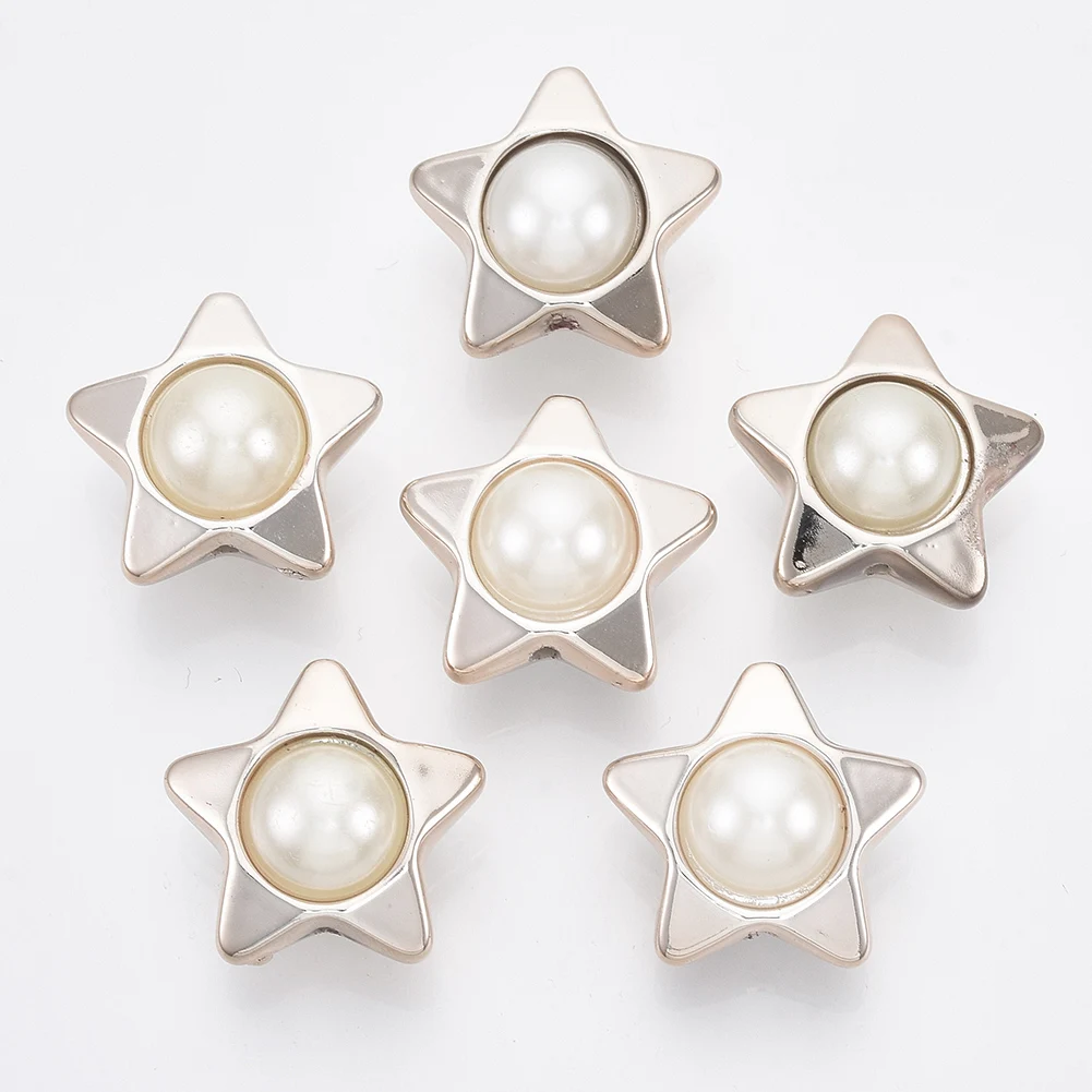

PandaHall Star UV Plating Imitation Pearl Light Gold ABS Plastic Beads