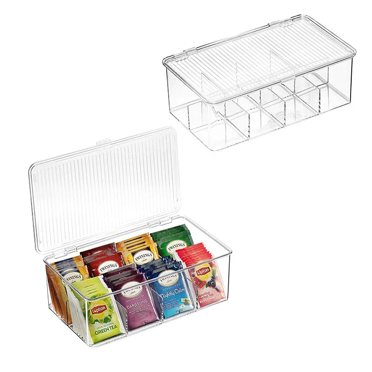 

Condiment Accessories Holder Storage Bin Box 2 pack stackable plastic tea bag organizer, Any color is available