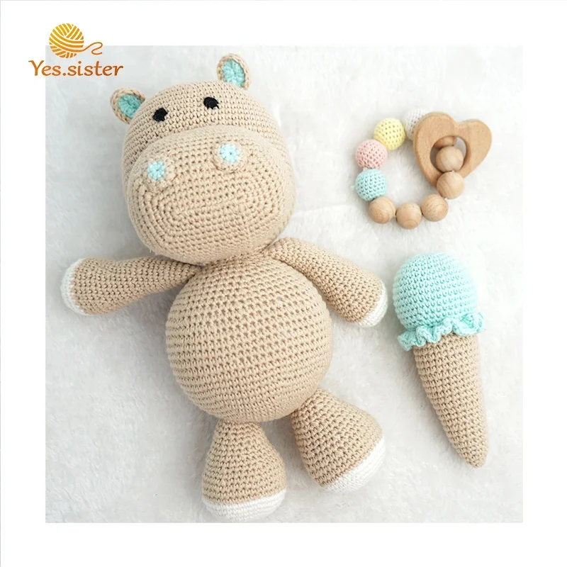 

Hot Sale Educational Handmade Hippopotamus Amigurumi Crochet Hippo Toys