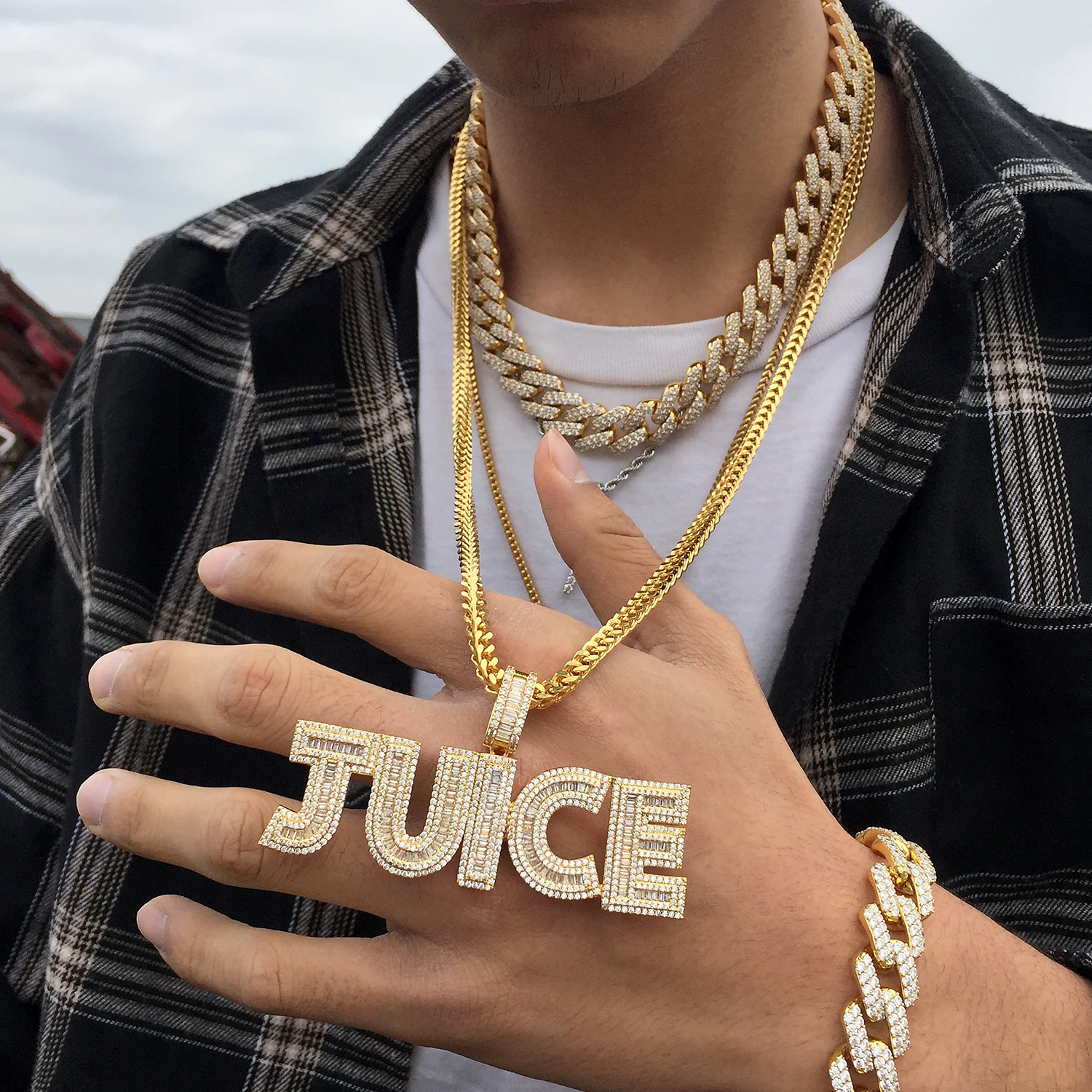 Miss Jewelry Iced Out Cz Baguette 
