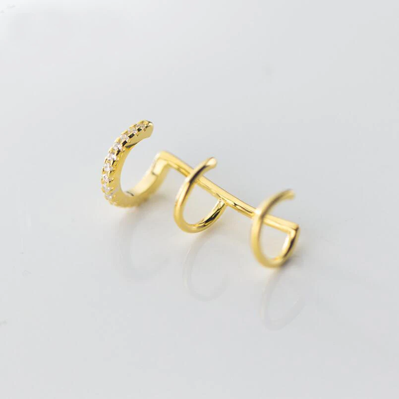 Minimalist Triple Band Ear Cuff Earrings 