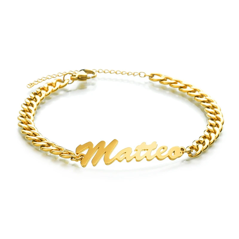 

Personalized 316L Stainless Steel DIY Custom Letter Name Plate Bracelet Anklet Custom Name Bracelet Anklet, Gold/silver/rose gold