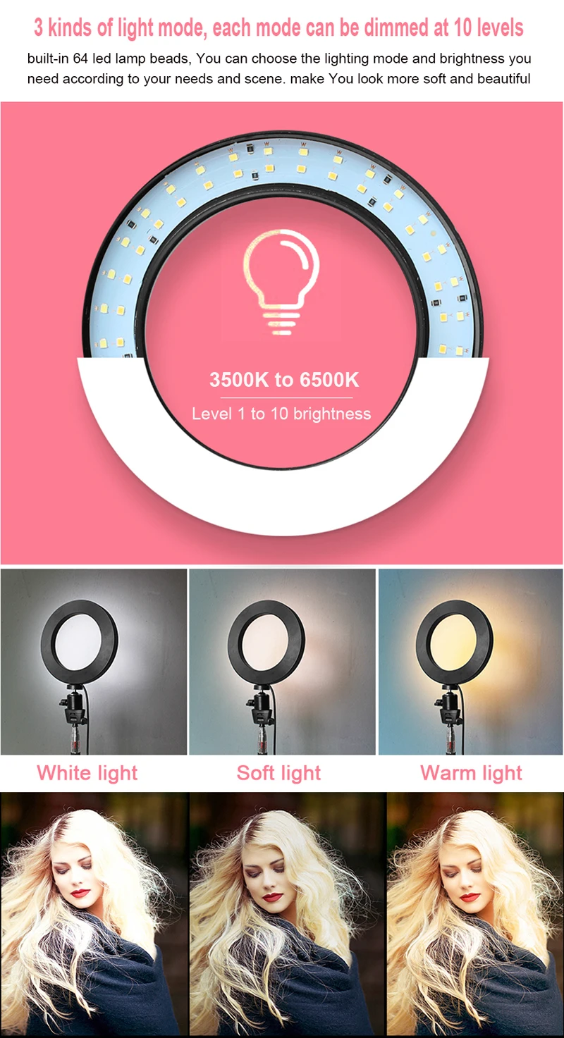Customized Logo Dimmable Led Ring Light 14 Inch Photography Selfie ...
